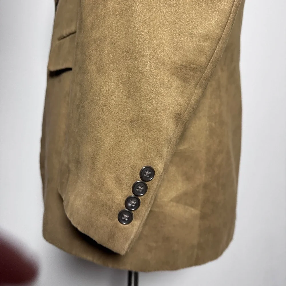 Lauren‎ Ralph Lauren Blazer Mens 42L Brown Solid Faux Suede Sport Coat 2-Button